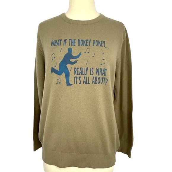 Knitwit Sweaters - Knitwit What If The Hokey Pokey Cashmere Sweater Women's L Gray Green Pullover